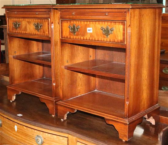 Pair of repro mahogany bedside cabinets